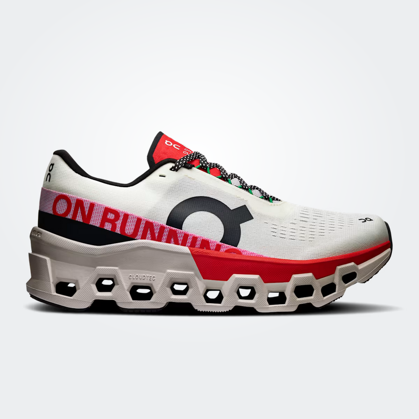 Cloudmonster 2 femme _ Beige & Rouge coté