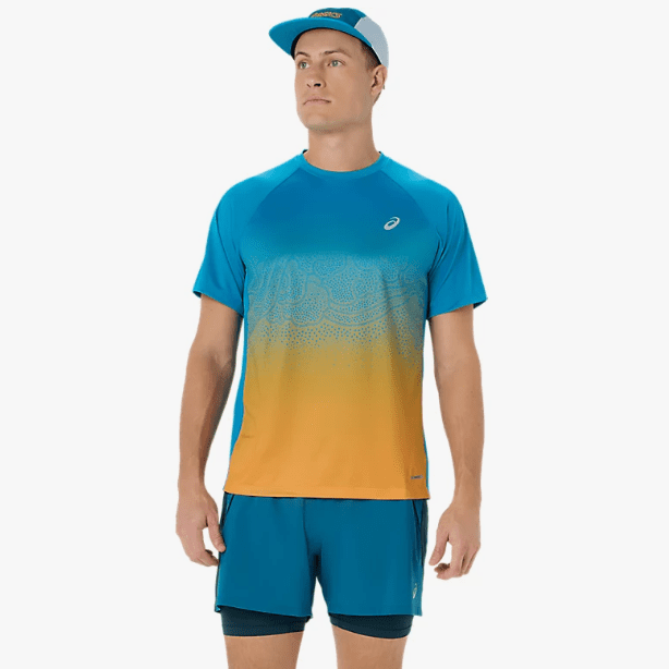 ROAD FADE SS TOP - Homme - Aegean Blue Yamabuki - ASICS - face