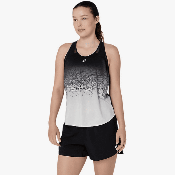ROAD FADE TANK - Femme - Performance Black - Cream - Asics - face