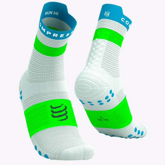 Pro Racing Socks V4.0 Run High - White Norse Blue Neon Green - double